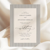 Black Stripes Old Money Wedding Invitation Kaart