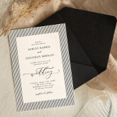 Black Stripes Old Money Wedding Invitation Kaart