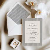 Black Stripes Old Money Wedding Invitation Kaart