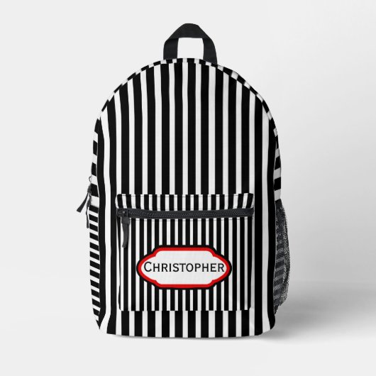 Black Stripes ontwerp gepersonaliseerd Bedrukte Rugzak (Voorkant)