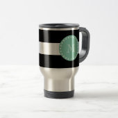 Black Stripes Pattern, Mint Green Monogram Reisbeker (Voorkant rechts)
