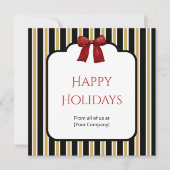 Black Stripes & Red Bow Custom Corporate Groeten Feestdagenkaart (Voorkant)