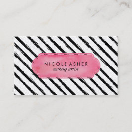 Black Stripes Roze Waterverf Visitekaartje