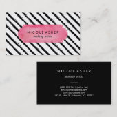 Black Stripes Roze Waterverf Visitekaartje (Voorkant / Achterkant)