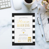 Black Stripes Single Housewarming Party Kaart