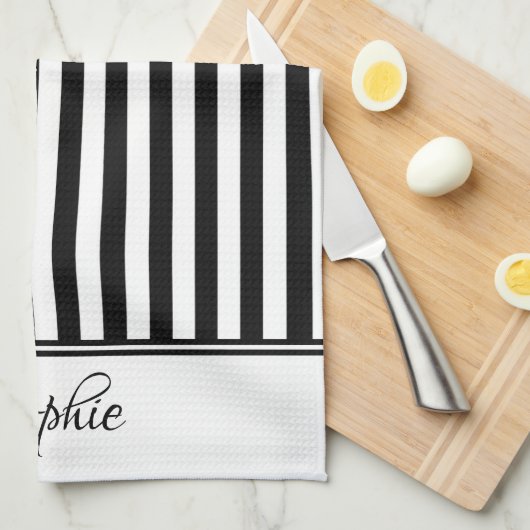 Black Stripes Theedoek (Quarter Fold)