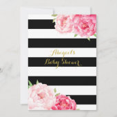 Black Stripes Waterverf Flowers Baby shower Kaart (Voorkant)