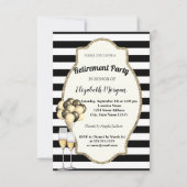 Black Stripes Wine Glas, Ballons, Pensioenpartij Kaart (Voorkant)