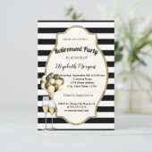 Black Stripes Wine Glas, Ballons, Pensioenpartij Kaart (Staand voorkant)