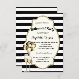 Black Stripes Wine Glas, Ballons, Pensioenpartij Kaart