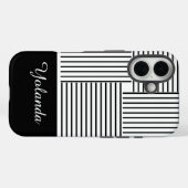 Black Stripes with Name  Case-Mate iPhone Case (Achterkant (horizontaal))
