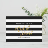 Black Stripes zal je mijn bruidsmeisje zijn Kaart (Staand voorkant)