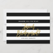 Black Stripes zal je mijn junior bruidsmeisje zijn Kaart (Voorkant)