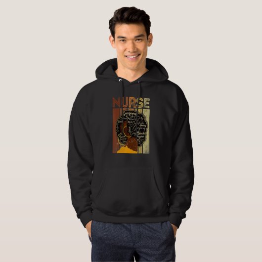 Black Strong Nurse Afro Love Melanin African Ameri Hoodie (Voorkant volledig)