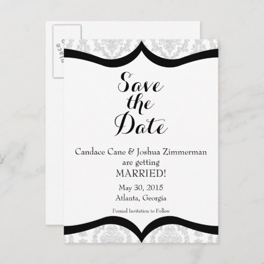 Black Stropdas Affair Bewaar de Datum Aankondigingskaart (Voorkant / Achterkant)