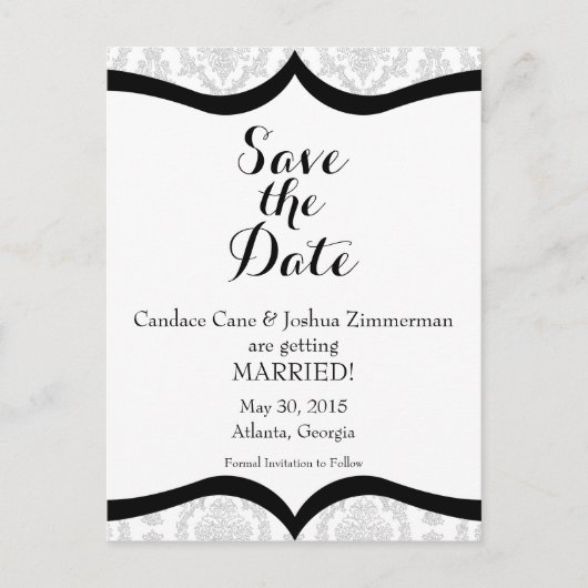 Black Stropdas Affair Bewaar de Datum Aankondigingskaart (Voorkant)