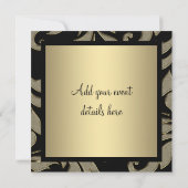 Black Stropdas Black Gold Damask Party Invitation Kaart (Achterkant)