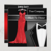 Black Stropdas Corporate Dinner Party Kaart (Voorkant / Achterkant)