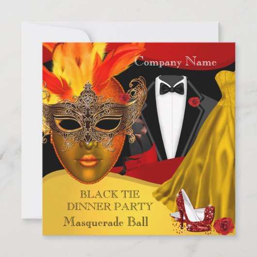 Black Stropdas Corporate Formal Masquerade Ball 3 Kaart (Voorkant)