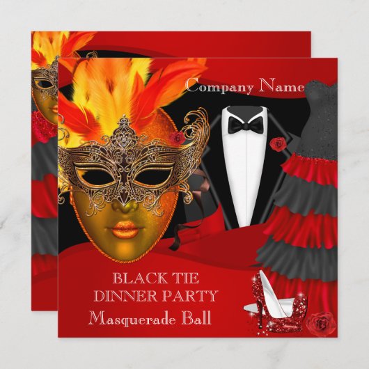Black Stropdas Corporate Formal Masquerade Ball Kaart (Voorkant / Achterkant)
