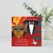 Black Stropdas Corporate Formal Masquerade Ball Kaart (Staand voorkant)