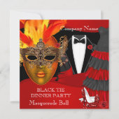 Black Stropdas Corporate Formal Masquerade Ball Kaart (Voorkant)