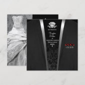 Black Stropdas Destination Invitation Kaart (Voorkant / Achterkant)