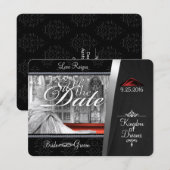 Black Stropdas Diamond Bewaar de datum Save The Date (Voorkant / Achterkant)