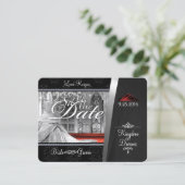 Black Stropdas Diamond Bewaar de datum Save The Date (Staand voorkant)