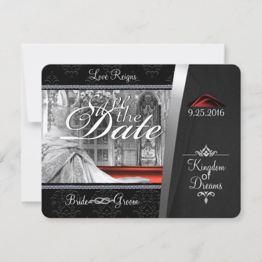 Black Stropdas Diamond Bewaar de datum Save The Date (Voorkant)