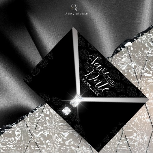 Black Stropdas Diamond Bewaar de datum Save The Date