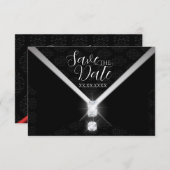 Black Stropdas Diamond Bewaar de datum Save The Date (Voorkant / Achterkant)