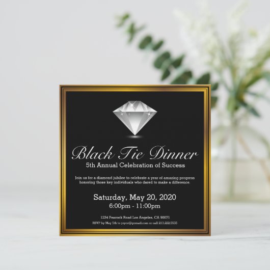 Black Stropdas Diamond Jubilee-binnenuitnodiging Kaart (Staand voorkant)