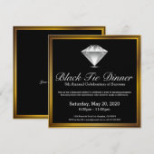 Black Stropdas Diamond Jubilee-binnenuitnodiging Kaart (Voorkant / Achterkant)