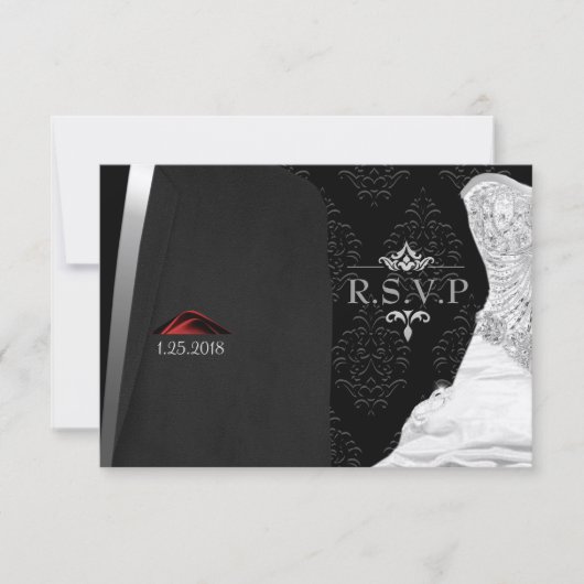 Black Stropdas Diamond R.S.V.P. RSVP Kaartje (Voorkant)