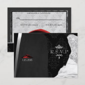 Black Stropdas Diamond R.S.V.P. RSVP Kaartje (Voorkant / Achterkant)