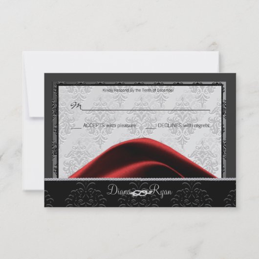 Black Stropdas Diamond R.S.V.P. RSVP Kaartje (Achterkant)