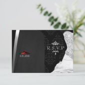 Black Stropdas Diamond R.S.V.P. RSVP Kaartje (Staand voorkant)