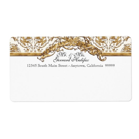 Black Stropdas Elegance 2 Golden Matching Address  Etiket (Voorkant)