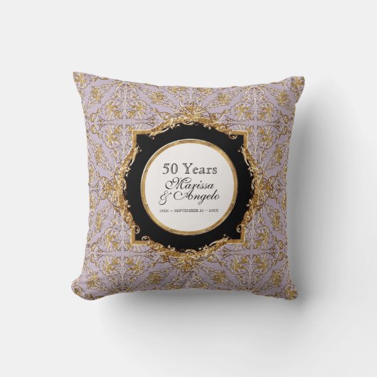 Black Stropdas Elegance 2, Golden Wedding Jubileum Kussen (Voorkant)
