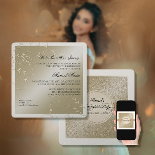 Black Stropdas Elegance, Champagne Cream Quinceane Kaart