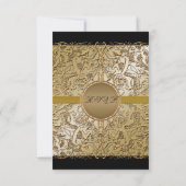 Black Stropdas Elegance, Golden RSVP-reactiekaart RSVP Kaartje (Achterkant)