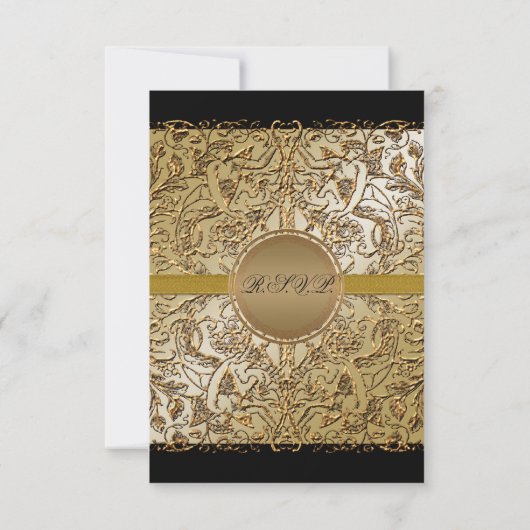 Black Stropdas Elegance, Golden RSVP-reactiekaart RSVP Kaartje (Achterkant)