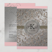 Black Stropdas Elegance, Silver Wedding Dinner Men Menu (Voorkant / Achterkant)