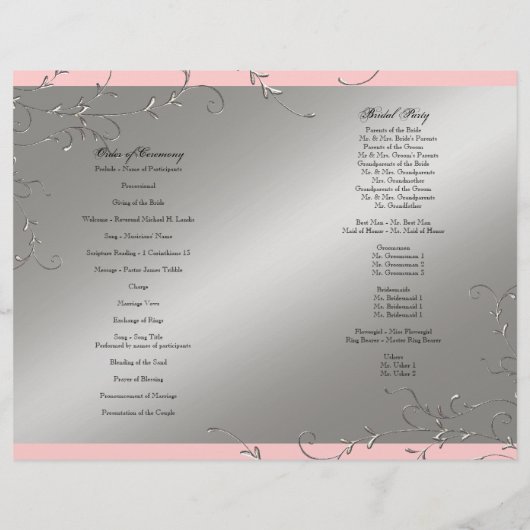 Black Stropdas Elegance, Silver Wedding Programs (Achterkant)