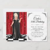 Black Stropdas Elegant Gown Birthday Invitation Kaart (Voorkant)
