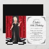 Black Stropdas Elegant Gown Birthday Invitation Kaart (Voorkant / Achterkant)