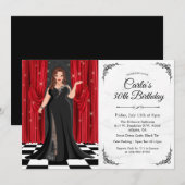 Black Stropdas Elegant Gown Birthday Invitation Kaart (Voorkant / Achterkant)