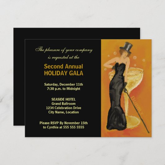 Black Stropdas Event Formal Kaart (Voorkant / Achterkant)