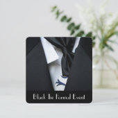 Black Stropdas Formal Event Party Invitation Kaart (Staand voorkant)